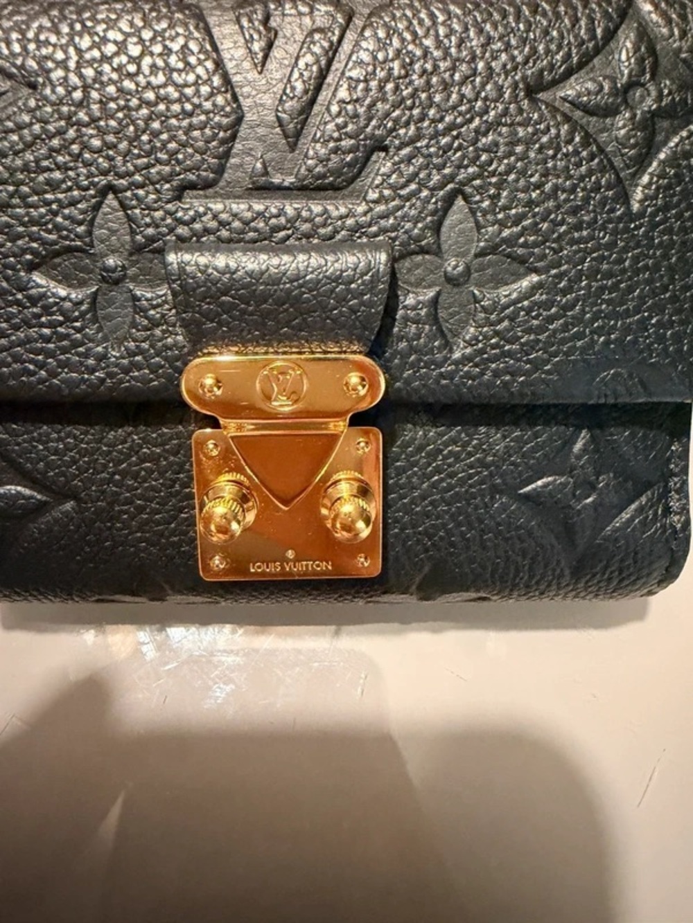 Louis Vuitton Black Embossed Monogram Leather Wallet with Gold Hardware - Picture 7 of 13